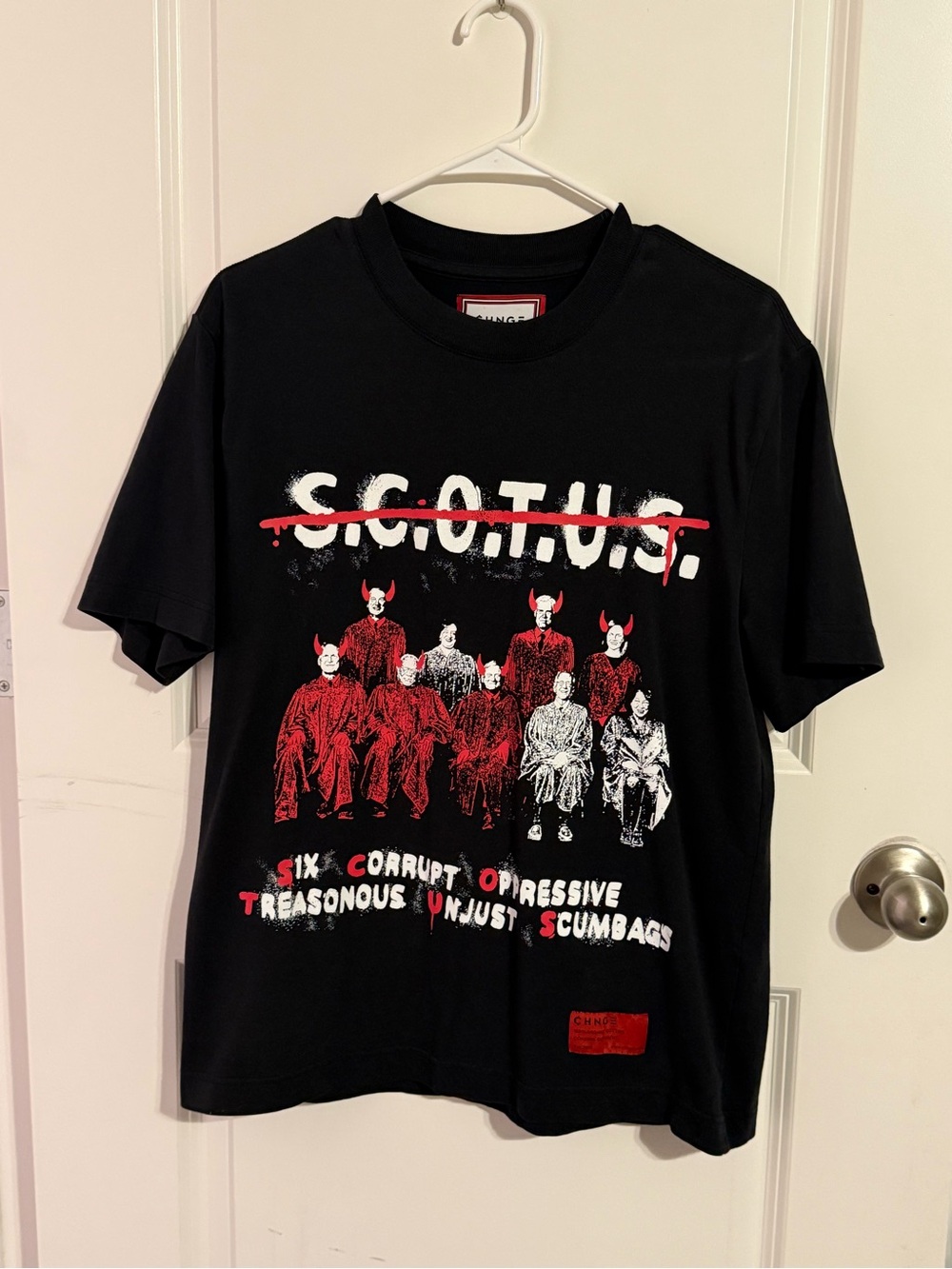 CHNGE Black Graphic Short Sleeve Tee with Red & White Print